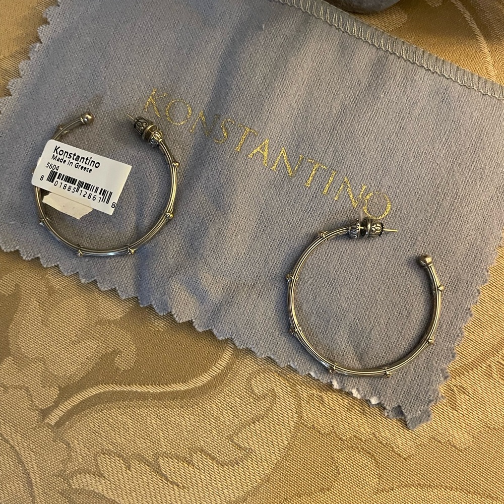Konstantino Gold and Silver Hoop Earrings